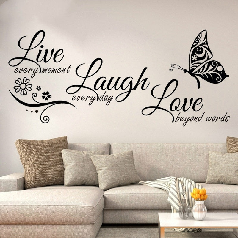 Live Laugh Love Butterfly Flower Wall Art - neighborhoodonlinemall